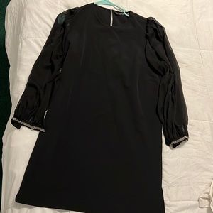 Zara black dress with sheer beaded sleeves